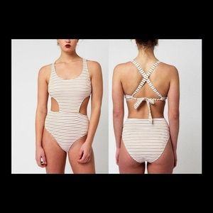 Vigoss Coral Stripe Cutout Monikini Swimsuit 3X